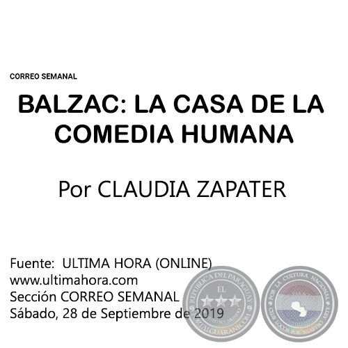 BALZAC: LA CASA DE LA COMEDIA HUMANA - Por CLAUDIA ZAPATER - Sábado, 28 de Septiembre de 2019